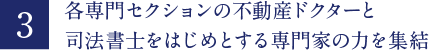 各専門セクションの不動産ドクターと司法書士をはじめとする専門家の力を集結